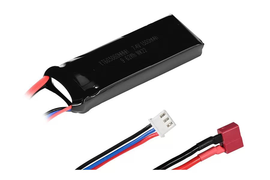 7.4V 1300mAH 2S Lipo 배터리 VRX 1/16 및 1/18 스케일 브러시리스 RC 모델 자동차 VRX # H0060